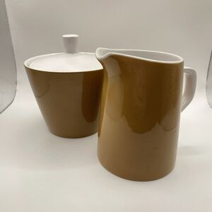 Mikasa Cera Stone Covered Sugar Bowl & Creamer Set Brown 3999 Japan